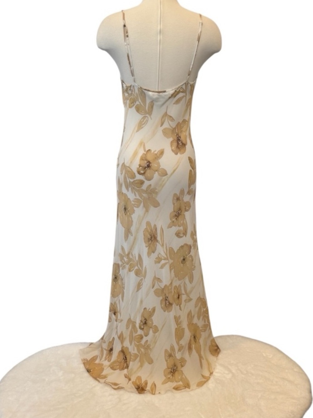 Vintage 100% Silk Chiffon Ivory Floral Lingerie Collection Maxi Gown Slip Dress - Picture 7 of 8